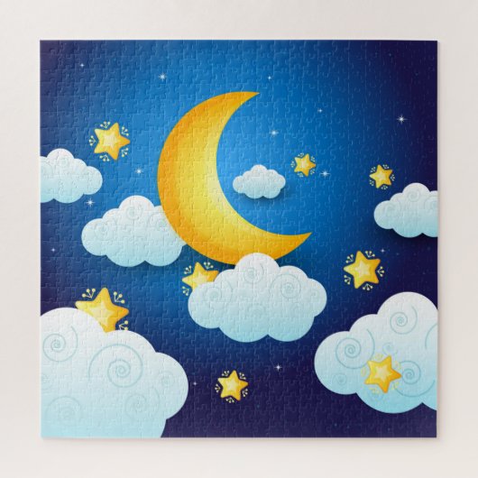Mond, Wolken und Sterne Puzzle (Vertikal)
