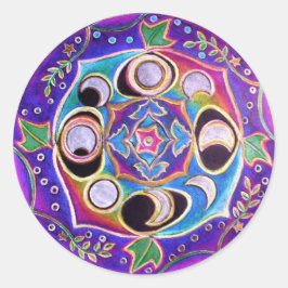 Mond-Zyklus-Mandala-Aufkleber Runder Aufkleber