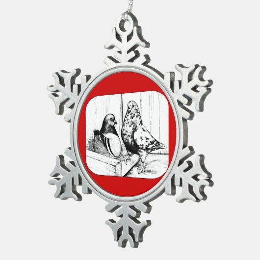 Mondain-Tauben 1981 Schneeflocken Zinn-Ornament (Rechts)