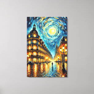 Mondäne Eleganz – Van Gogh-inspirierte Stadtlandsc Leinwanddruck