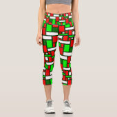 mondäne Weihnachtskunst abstrakt Capri Leggings (Vorderseite)