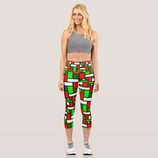 mondäne Weihnachtskunst abstrakt Capri Leggings (Vorderseite)