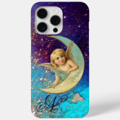 MONDANGEL IN BLUE GOLD GLITZERN Monogramm Case-Mate iPhone Hülle (Rückseite)