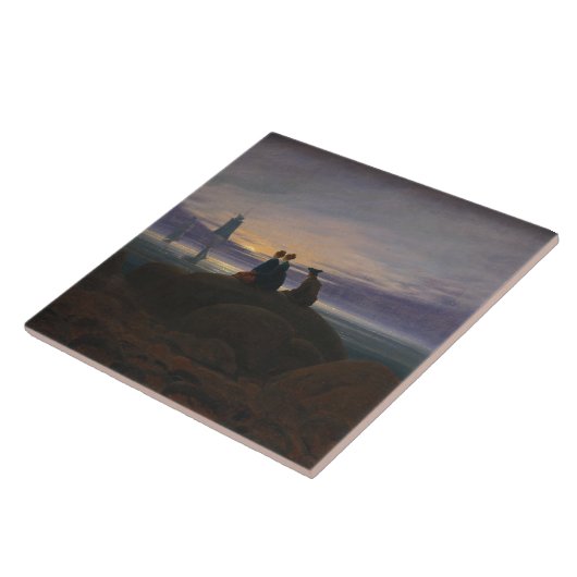 Mondaufgang am Meer (von Caspar David Friedrich) Fliese (Seite)