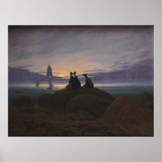 Mondaufgang am Meer (von Caspar David Friedrich) Poster (Vorne)