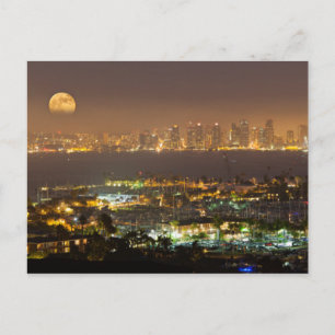 Mondaufgang über der Skyline von San Diego Postkarte