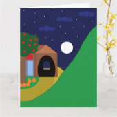 Mondaufstieg mit Apfelbaum und Berg: Leere Karte (Gelbe Blume)