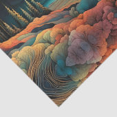 Mondaufstieg über Berge, Retro-Farbgestaltung Seidenpapier (Detail)