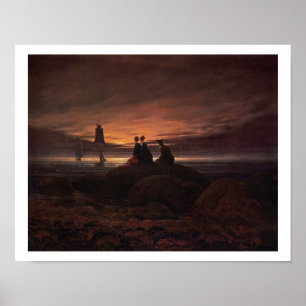 Mondaufstieg über dem Meer, 1822 (Öl auf Leinwand) Poster