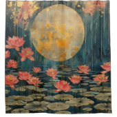 Mondaufstieg über einen Lotus-Teich-Duschvorhang Duschvorhang (Vorderseite)