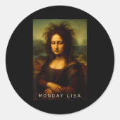 Monday Lisa Disheveled Clic Art Parody Week Start Runder Aufkleber (Vorderseite)
