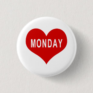 MONDAY Red Liebe Heart Button