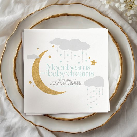 Mondbalken und Baby-Träume Babydusche blau Serviette