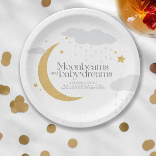 Mondbalken und Babyträume Babydusche Pappteller