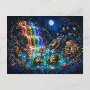 Mondbeeren-Hohlweg-Regenbogen-Wasserfall-Poolparty Postkarte