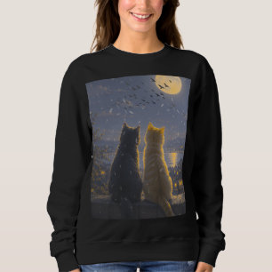 Mondbegleiter – Zwei Katzen unter dem Vollmond Sweatshirt