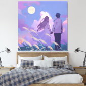 Mondbegleitung Leinwanddruck (Insitu (Schlafzimmer))