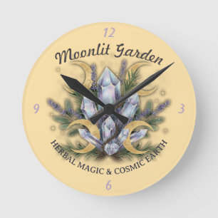Mondbeglückter Garten Kristallbouquet - Kräutermag Runde Wanduhr