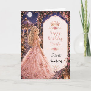 Mondbeglühte Rosa-Garten Sweet Sixteen Karte