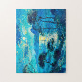 Mondbeschienene Bucht mit Booten Impressionistisch Puzzle (Vertikal)