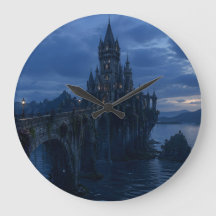 Mondbeschienene Burgbrücke Wanduhr