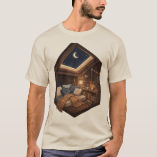 Mondbeschienene Gemütliche Hütten-Leseecke Illustr T-Shirt