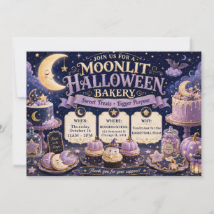Mondbeschienene Halloween-Bäckerei Einladung