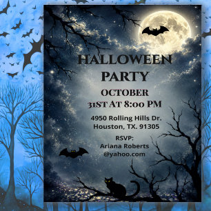 Mondbeschienene Halloween-Nachtparty Einladung