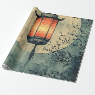 Mondbeschienene Laterne Sumi-E Aquarell (1) Geschenkpapier