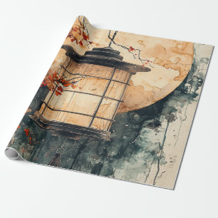Mondbeschienene Laterne Sumi-E Aquarell (2) Geschenkpapier