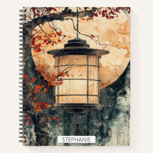 Mondbeschienene Laterne Sumi-E Aquarell (2) Notizblock