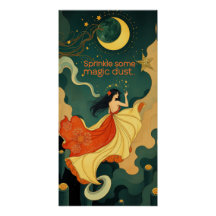 Mondbeschienene magische Frauen-Fantasie-Kunstillu