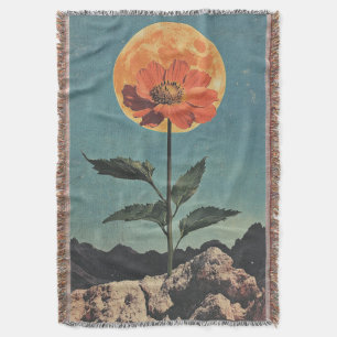 Mondbeschienene Orange Blüte - Vintage Boho Charme Decke