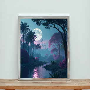 Mondbeschienene Ruhe: Eine Traumlandschaft flüster Poster