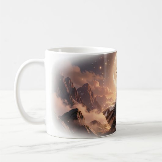 Mondbeschienene Ruhe über dem Traum-Mountain-Mug Kaffeetasse (Links)