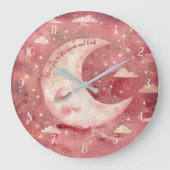 Mondbeschienene rustikale rote Kinderzimmer- & Jug Große Wanduhr (Vorderseite)