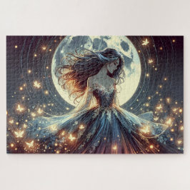 Mondbeschienene Schmetterlingsverzauberin Fantasy Puzzle
