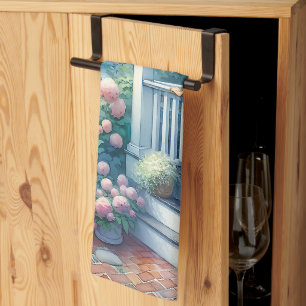 Mondbeschienene Veranda eines Cottage am Meer Geschirrtuch