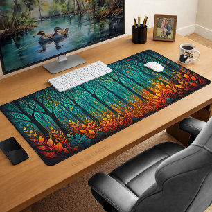 Mondbeschienene verzauberte Wald-Fantasy-Kunst Schreibtischunterlage