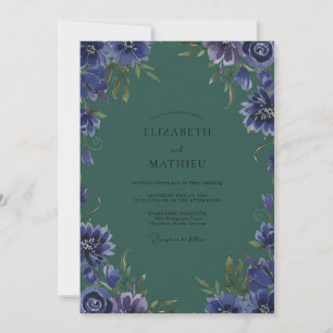 Mondbeschienene Violette Schiefer Hochzeit Gemalt Einladung