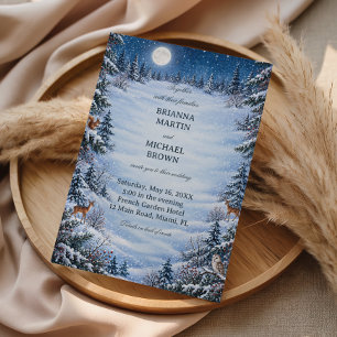 Mondbeschienene Wald-Winter-Wildnis-Wunderwelt Einladung