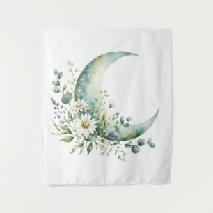 Mondbeschienene Wildblumen-Tapete Boho-Botanik-W Wandteppich