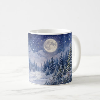 Mondbeschienene Winterlandschaftskunst Kaffeetasse