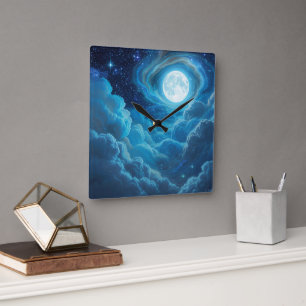 Mondbeschienene Wolken Himmel Wanduhr