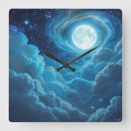 Mondbeschienene Wolken Himmel Wanduhr