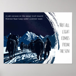 Mondbeschienene Yak-Karawane Everest-Nachtwanderun Poster