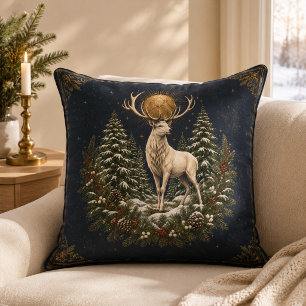 Mondbeschienene Yule Weiße Hirsch Winter Wurf Kiss Kissen