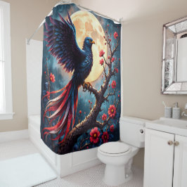 Mondbeschienener Crimsonwing – Mystischer Fantasy- Duschvorhang