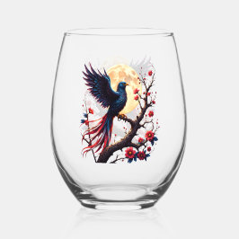 Mondbeschienener Crimsonwing – Mystischer Fantasy- Weinglas Ohne Stiel