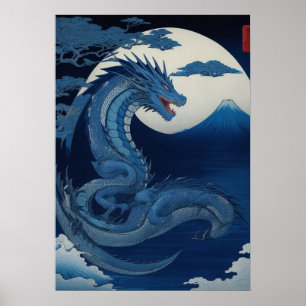 Mondbeschienener Drache von Fuji Wandkunst Poster